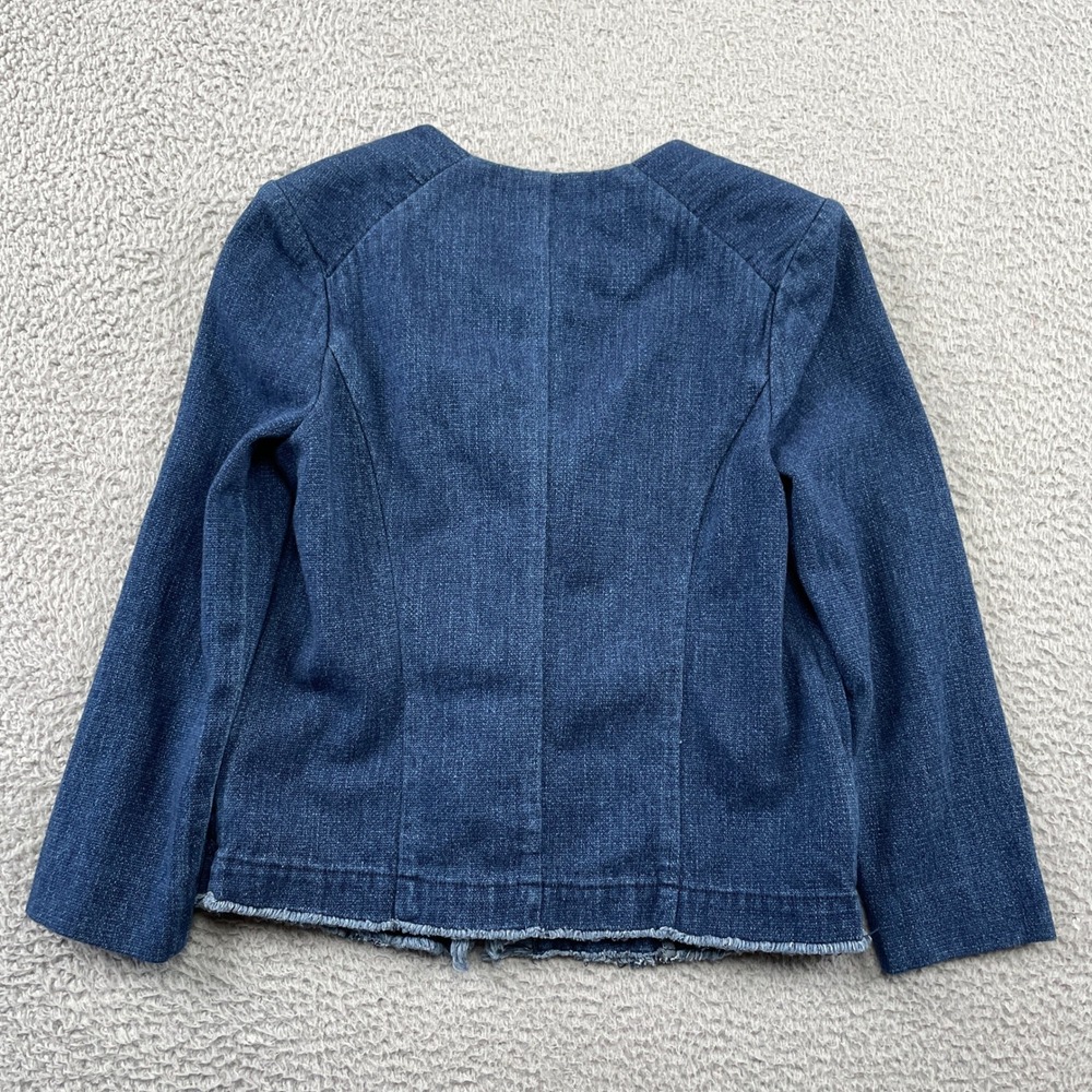 AG Adriano Goldschmied Jacket Womens XS Blue Denim Asymmetric Fringe Zip 13646 - Picture 3 of 11